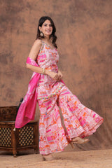 Designer Sharara Set with Short Kurti &amp; Dupatta