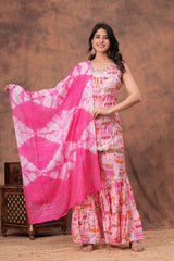 Designer Sharara Set with Short Kurti &amp; Dupatta