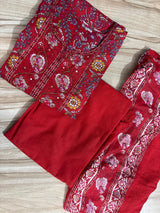 Cotton Anarkali Kurta Pant &amp; Dupatta Set