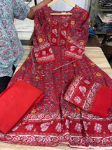 Cotton Anarkali Kurta Pant &amp; Dupatta Set