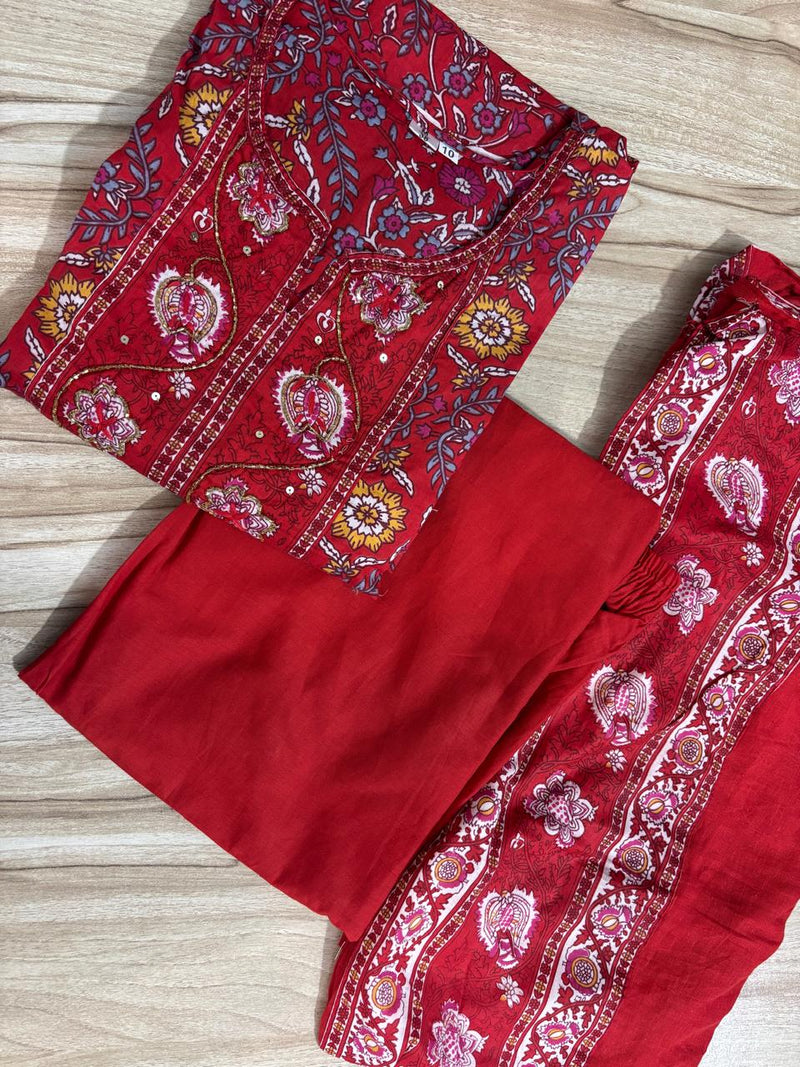 Cotton Anarkali Kurta Pant &amp; Dupatta Set