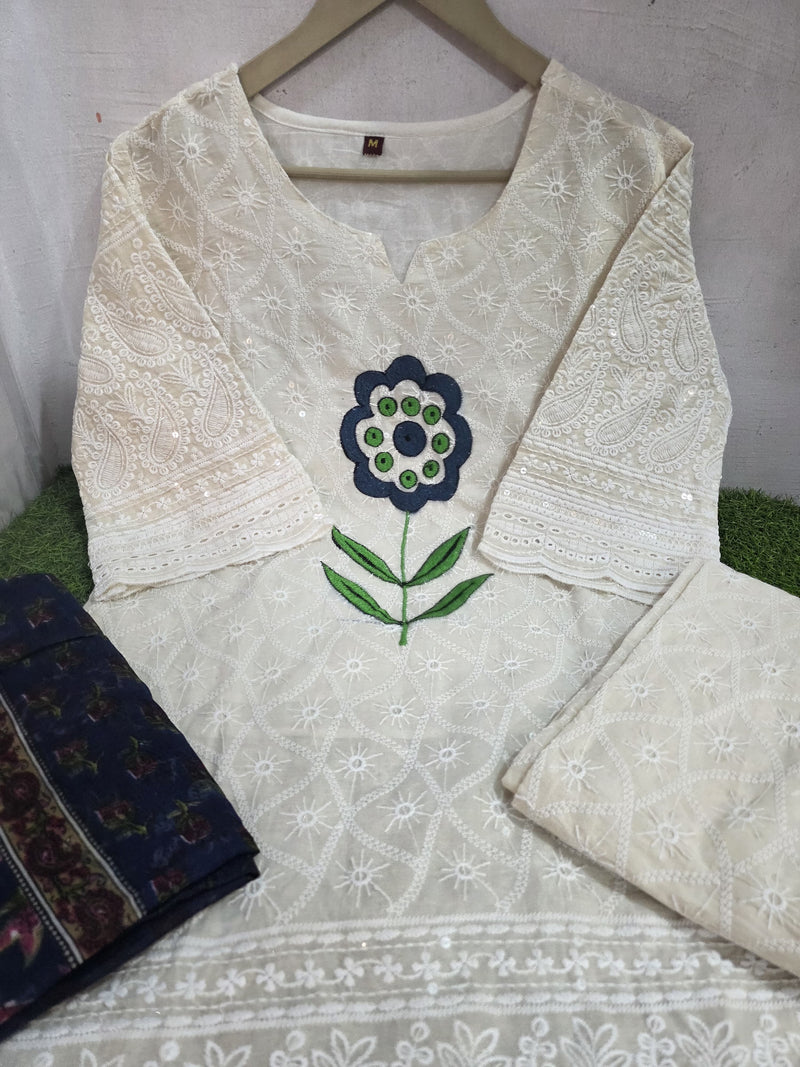 Chicken Kurti Pant Set with Dupatta