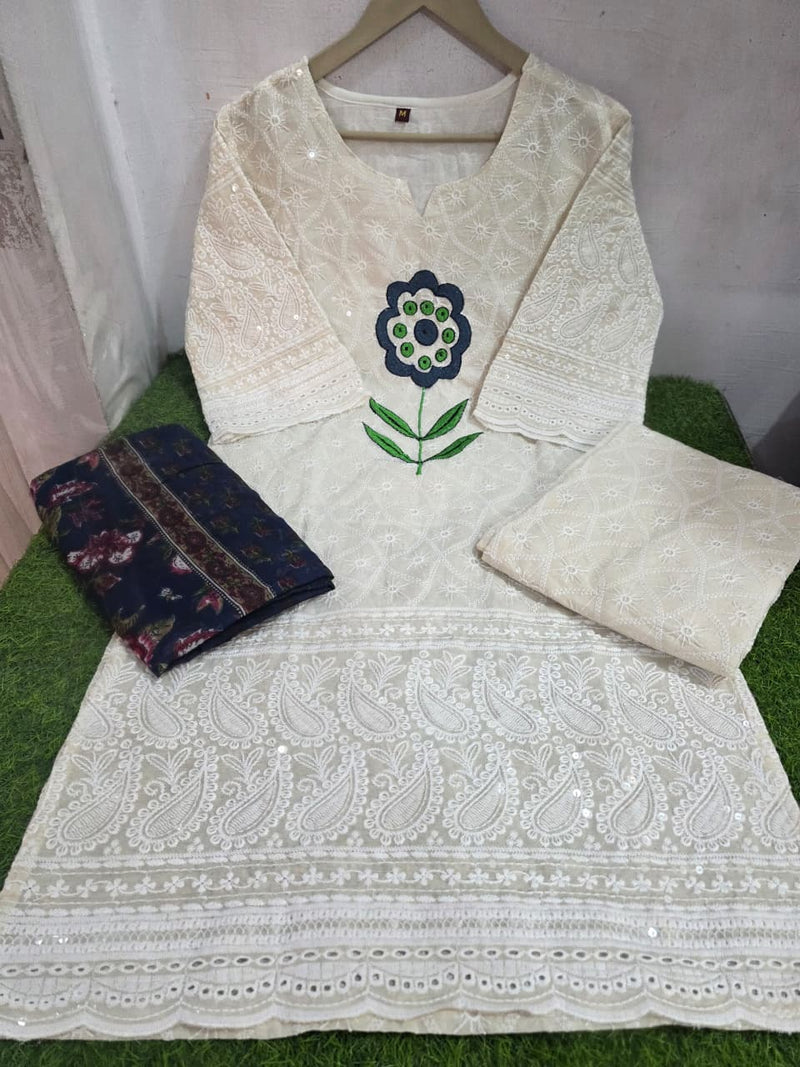 Chicken Kurti Pant Set with Dupatta