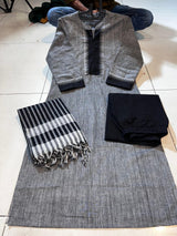Classy Handloom Cotton Silk Kurti Pant Dupatta Set