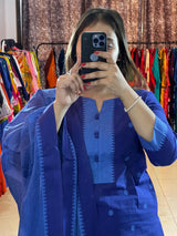 Classy Handloom Cotton Silk Kurti Pant Dupatta Set