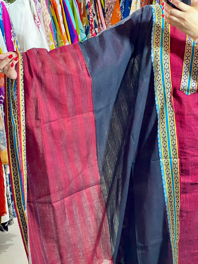 Classy Handloom Cotton Silk Kurti Pant Dupatta Set