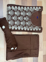 Abstract Summer Cotton with slit & floral print Kurti Pant Dupatta Set