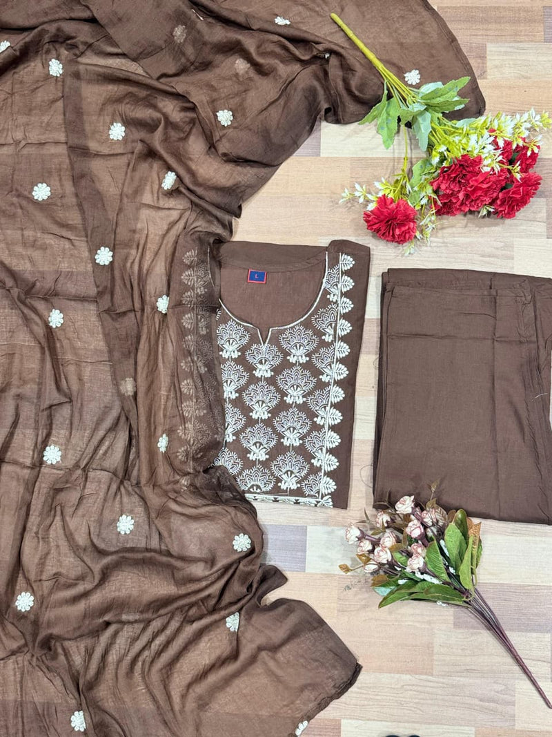 Abstract Summer Cotton with slit & floral print Kurti Pant Dupatta Set