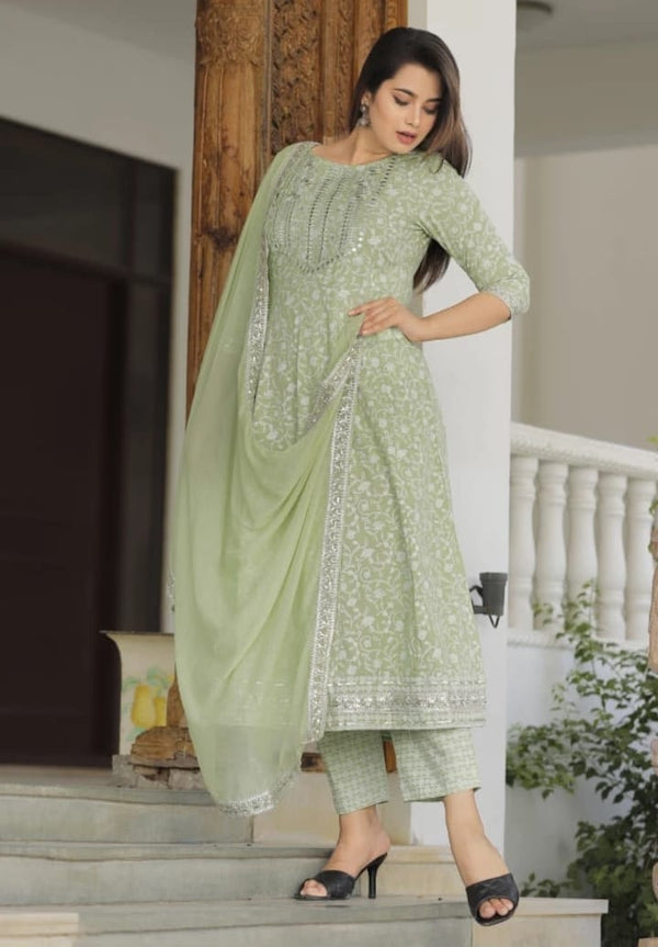 Premium Quality Rayon Kurti Pant with Dupatta