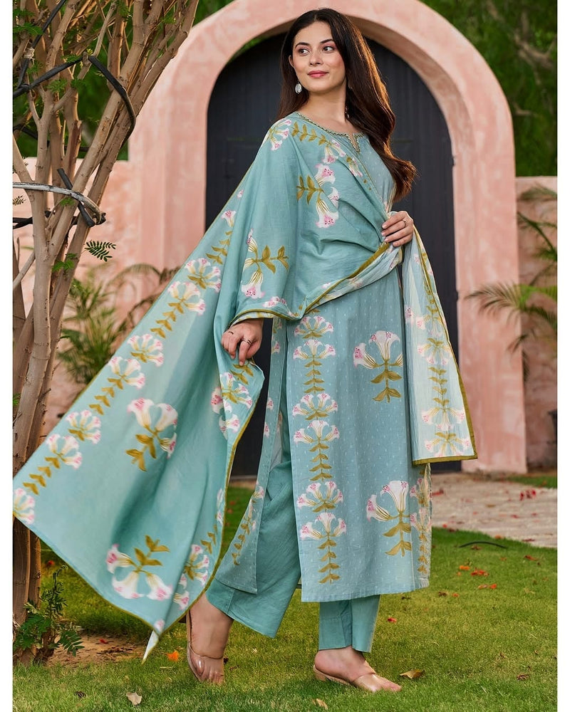 Special Designs for Navratri & Diwali  Elegant 3-Piece Cotton Suit Set