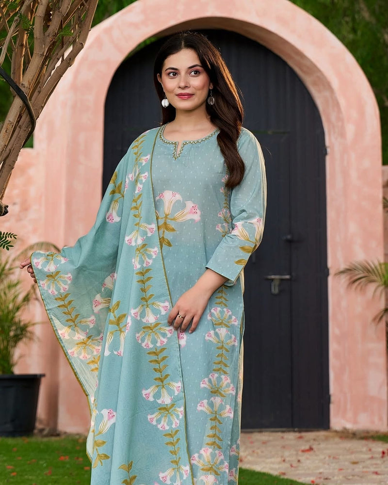 Special Designs for Navratri & Diwali  Elegant 3-Piece Cotton Suit Set