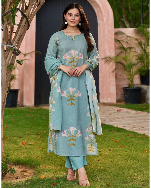 Special Designs for Navratri & Diwali  Elegant 3-Piece Cotton Suit Set