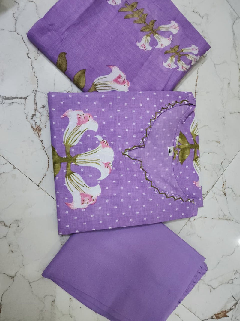 Special Designs for Navratri & Diwali  Elegant 3-Piece Cotton Suit Set
