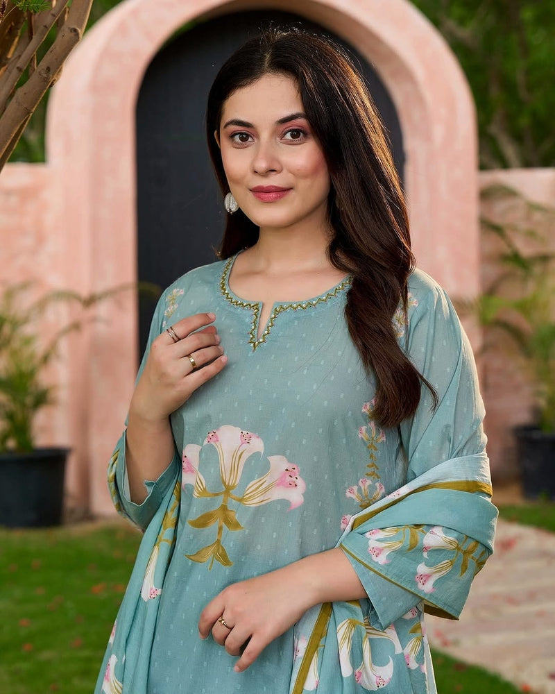 Special Designs for Navratri & Diwali  Elegant 3-Piece Cotton Suit Set