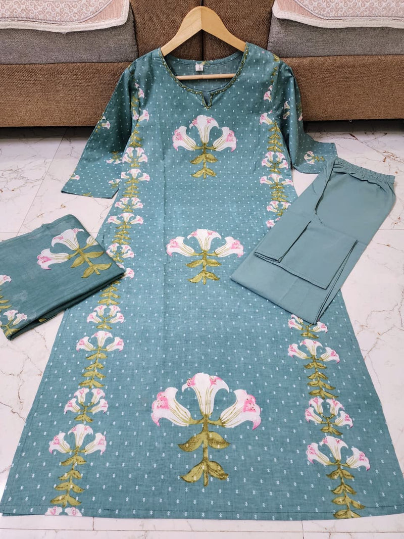 Special Designs for Navratri & Diwali  Elegant 3-Piece Cotton Suit Set