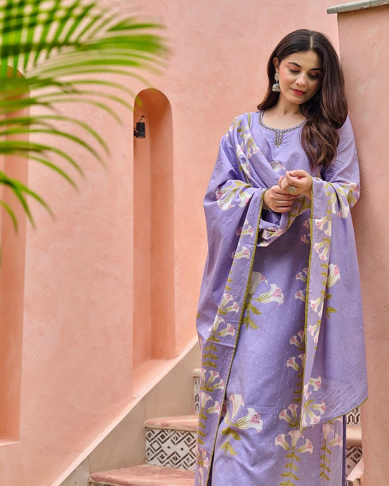 Special Designs for Navratri & Diwali  Elegant 3-Piece Cotton Suit Set
