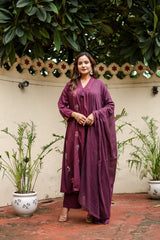 Exquisite A-line Kurti Palazzo Set with Dupatta