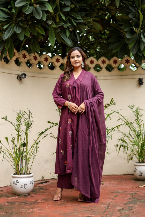 Exquisite A-line Kurti Palazzo Set with Dupatta