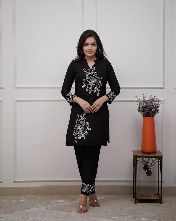 Premium Pure Cotton Embroidered Co-ord Set