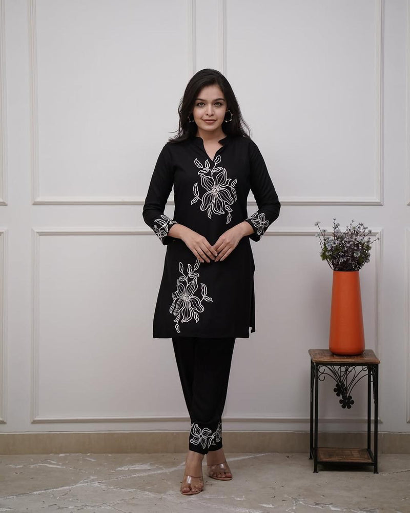Premium Pure Cotton Embroidered Co-ord Set