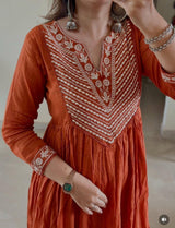 Premium Cotton Anarkali 3-Piece Set