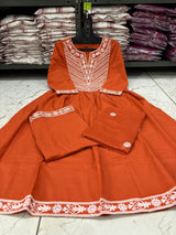 Premium Cotton Anarkali 3-Piece Set