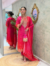 Elegant Flared Chinon Kurti Pant Dupatta Set