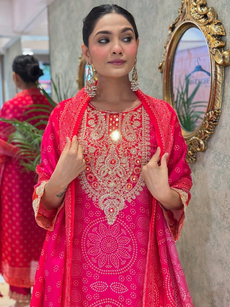 Elegant Flared Chinon Kurti Pant Dupatta Set