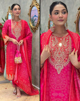 Elegant Flared Chinon Kurti Pant Dupatta Set