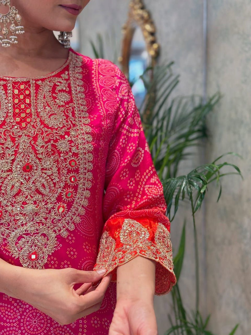 Elegant Flared Chinon Kurti Pant Dupatta Set