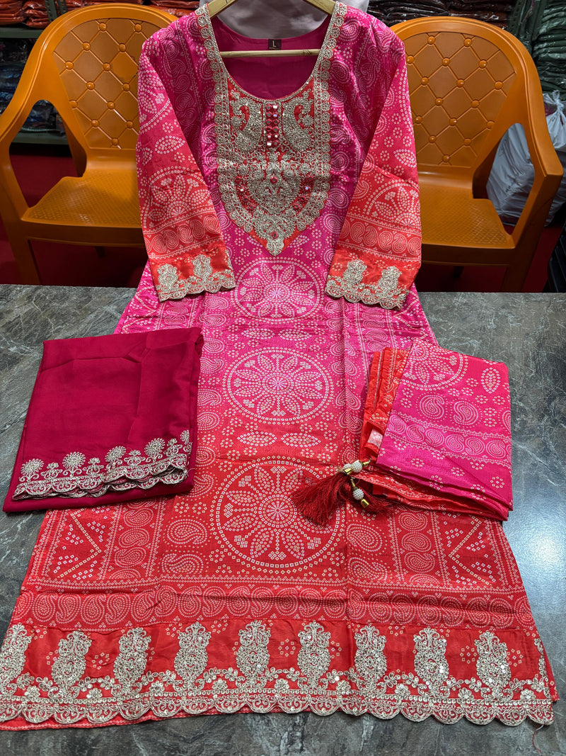 Elegant Flared Chinon Kurti Pant Dupatta Set