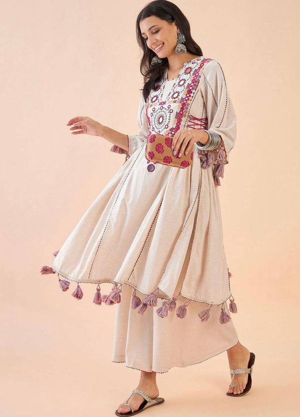 Premium French Cotton  Beautiful Peplum & Bell Bottom Set