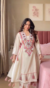 Premium French Cotton  Beautiful Peplum & Bell Bottom Set