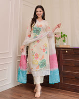 Luxury Reshmi Organza Kurti Pant Dupatta Set