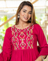 Premium Cotton A-line Kurti Pant Dupatta Set