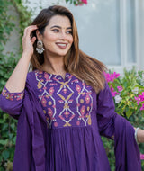 Premium Cotton A-line Kurti Pant Dupatta Set