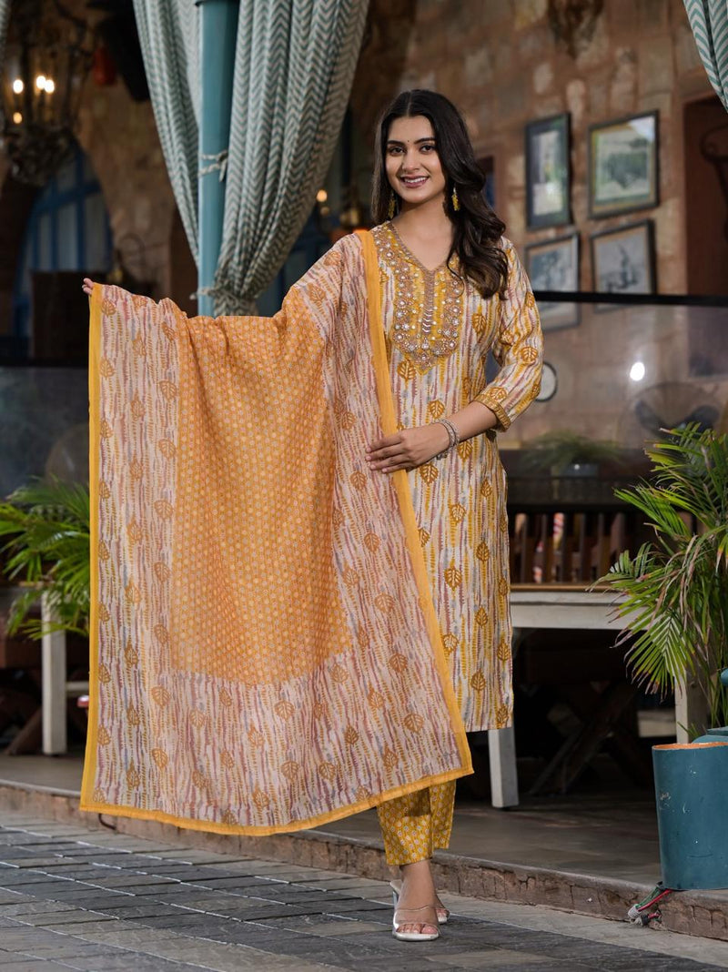 Lime Modal Silk Chanderi Dupatta Suit