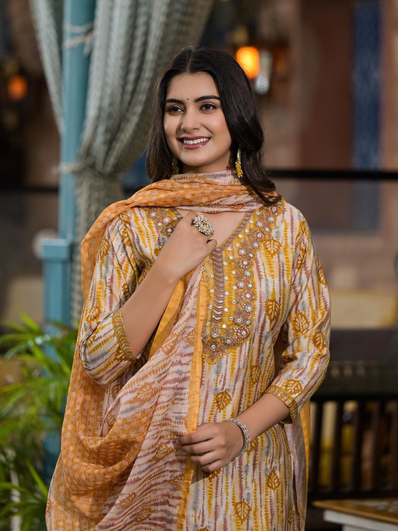 Lime Modal Silk Chanderi Dupatta Suit