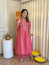 Pure Cotton Collared Kurta Pant Set