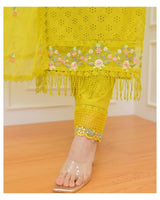 Pakistani Schiffli Cutwork Kurti Pant Dupatta Set
