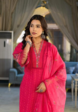 Pakistani Schiffli Cutwork Kurti Pant Dupatta Set