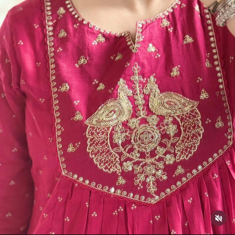 flowy Angrakha Style Anarkali Suit Set