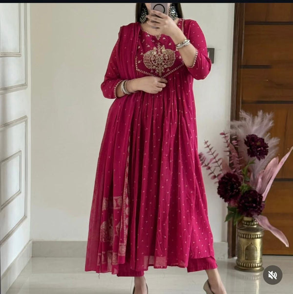 flowy Angrakha Style Anarkali Suit Set