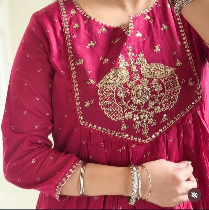 flowy Angrakha Style Anarkali Suit Set