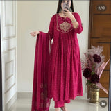 flowy Angrakha Style Anarkali Suit Set