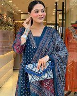 Premium Heavy Cotton 3-Piece Printed Dress Set