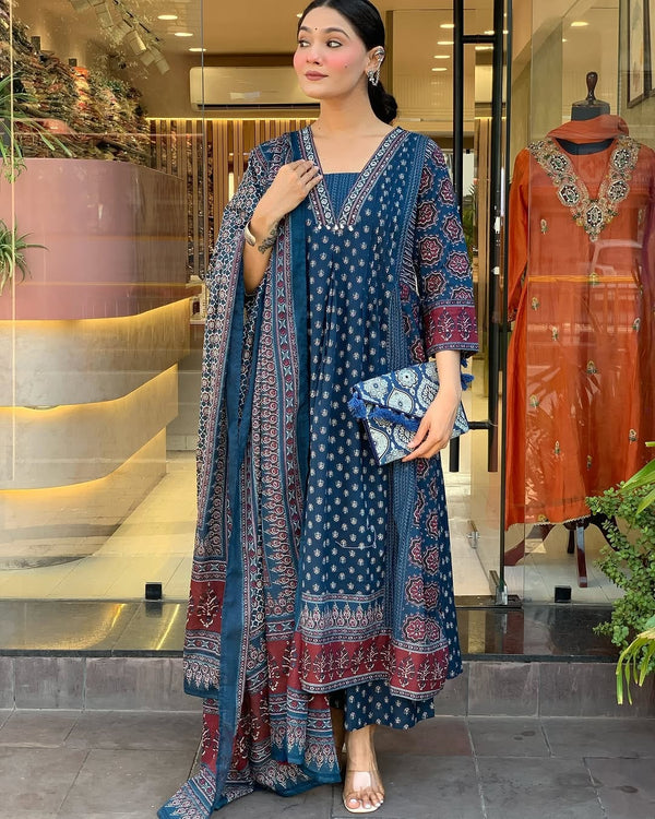 Premium Heavy Cotton 3-Piece Printed Dress Set