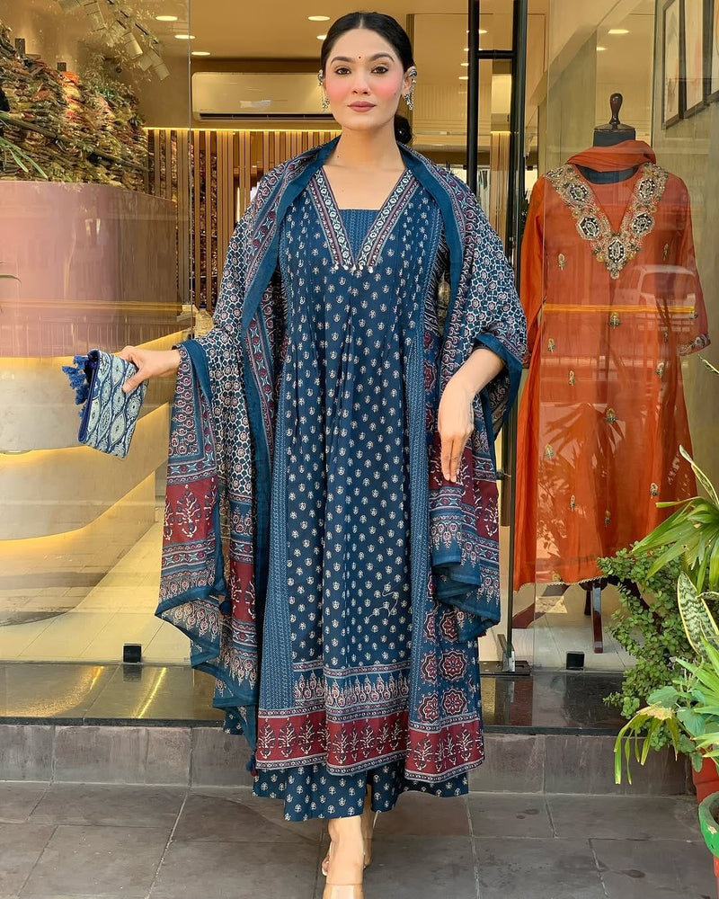 Premium Heavy Cotton 3-Piece Printed Dress Set
