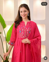 Elegant Cotton Kurta Pant &amp; Dupatta Set