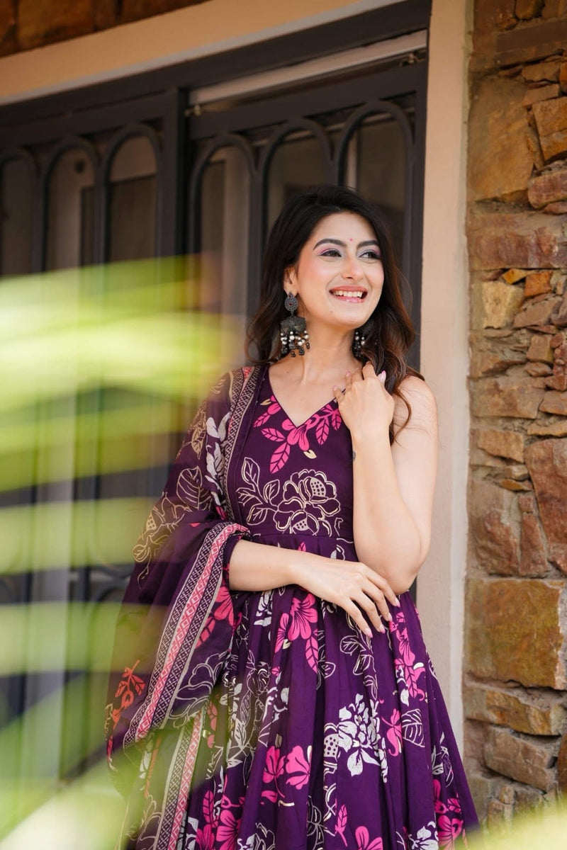 super-selling premium cotton gown kurti set